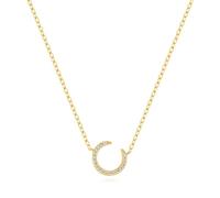 KnSam Collier Fantaisie Femme Argent Lune Pavée de Zirconium, Collier avec Pendentif Plaqué Or Fantaisie 40+5cm