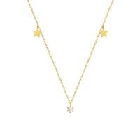 KnSam Collier Femme Argent 925 Étoiles Zirconium, Collier avec Pampille Plaqué Or Fantaisie 40+5cm