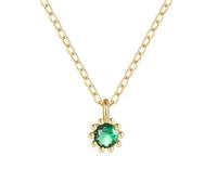 KnSam Collier Femme Argent Fleur Zirconium Vert, Collier avec Pendentif Doré 40+5cm