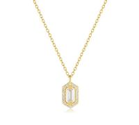 KnSam Collier Femme Fantaisie 925 Argent Géométrie Incrustée de Zirconium, Collier avec Pendentif Doré Fantaisie 40+5cm
