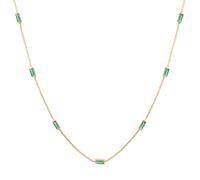 KnSam Collier Femme Fantaisie en Argent 925 Zirconium Rectangulaire Vert, Collier Doré 40+5cm