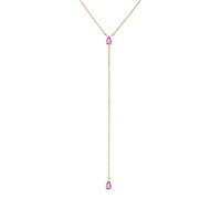 KnSam Collier Femme Fantaisie en Argent Zirconium Larme Rose Rouge, Collier Y Plaqué Or 38cm