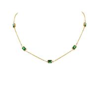 KnSam Collier Femme Zirconium Rectangle Vert, Acier Inoxydable, 40+5cm, Doré, Ras de Cou Fantaisie