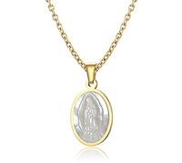 KnSam Collier Homme Femme Acier Inoxydable, Pendentif Jésus Vierge en Nacre Style 3 Fantaisie