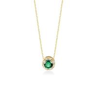 KnSam Collier Or Zirconium Rond Vert, Collier Femme Argent Massif 40+5cm