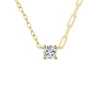 KnSam Collier Zirconium, Chaînes Asymétriques Argent Véritable, Collier Femme Plaqué Or Fantaisie 40+5cm