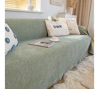 KnSam Couverture Plaid Canapé Chenille, 180x130CM, Vert, Motif Tissé Scandinave, Housse de Canapé Décoration, Protection Anti Griffe de Chat Chien, Convient à 1 Place
