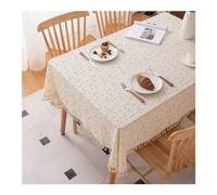 KnSam Nappe, 100x140CM, Fleur Brodée Beige Vert, Coton, Style 1, Nappe Anti-Taches
