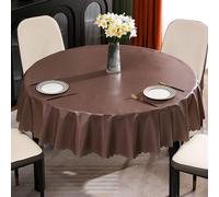 KnSam Nappe Ronde 200CM, Brun, Nappe de Table PVC Impermeable, Couverture Protection Anti-Taches