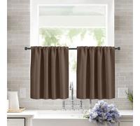 KnSam Petit Rideau Cuisine Occultant Uni à Passe Tringle, 120x45cm, Lot de 2 Rideaux Brun Fenetre Salon Moderne