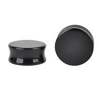 KnSam Plug Tunnel Écarteur Pierre 2PCS, Piercing Tunnel Oreille Obsidienne Noire, 14mm, 9/16 inch, Noir, Unisexe