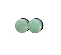 KnSam Plugs Tunnels 2PCS, Écarteur Oreille Pierre Verte Bordure Élastique, 10mm, 00G, Vert, Unisexe