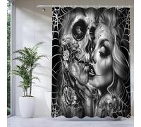 KnSam Rideau de douche 150 x 200 cm - Motif - Textile anti-moisissure - Imperméable - Lavable - En tissu polyester - Avec œillets et 12 anneaux de rideau de douche - Pour salle de bain