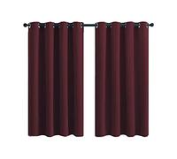 KnSam Rideau de Fenêtre Occultant Couleur Pure, 2 x 86x114cm, Rideaux pour Chambre Salon Oeillets, Vin Rouge
