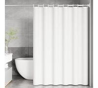 KnSam Rideau Douche, Blanc, 200x240cm, Simple Moderne, PEVA, Rideau Salle de Bain Imperméable avec Anneaux