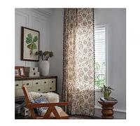 KnSam Rideaux Beige avec Oeillets, Rideau Imprimé Floral Style Campagne, 2 Panneaux, 300 x 280cm, Coton (1 Panneau: 150 x 280cm)