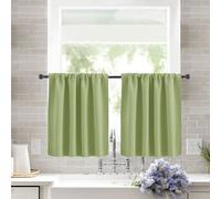 KnSam Rideaux Brise Bise Cuisine Occultants Uni à Passe Tringle, 120x45cm, Lot de 2 Rideaux Vert Fenetre Fenetre Moderne