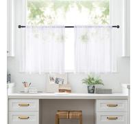 KnSam Rideaux Courts Voilage - 46x132cm - Passe Tringle - 2 Pièces, Brise-Bise Semi-Transparent, Petit Rideau Fenêtre pour Cuisine Chambre, Meuble