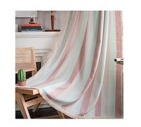 KnSam Rideaux Rose Passe Tringle, Rideau Rayures Tricolore, 2 Panneaux, 264 x 244cm, Coton (1 Panneau: 132 x 244cm)