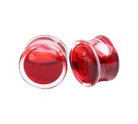 KnSam Tunnel Plug Oreille Acrylique 2PCS à Liquide Rouge 14mm, Écarteur Oreille Unisexe 9/16 inch Fantaisie