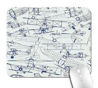 Knseva Tapis de souris de bureau ou de jeu avec dessins d'avions anciens, 24,1 x 20,1 cm, tapis antidérapant pour bureau, vol daté classique, style vintage, jets nostalgiques