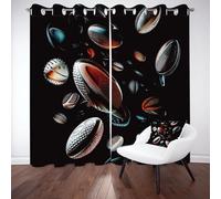 Kntnshac Thème Sport Rugby Rideau Opaque Lot de 2, Football Américain Rideaux Occultant Thermique, Rideau Salon Chambre à Oeillets Adulte Anti Froid Anti Bruit 110X215