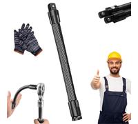 Knubbuf 1/2 Flexible Shaft Extension Extender Torque Socket, 360 Degree Bendable Spanner Extender Wrench Power Bar, Heavy Duty Flexible connecting Rod Impact Tool For Automotive Repair (250mm)