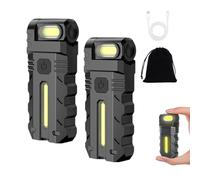 Knubbuf 180° Rotating Head LED Work Light Rechargeable, Super Bright Magnetic Pocket Flashlight with Clip, Portable Keychain Torch for Mechanics, Camping, Emergency and Dog Walking (2)