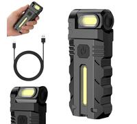 Knubbuf 180° Rotating LED Work Light Rechargeable, 800 Lumens Super Bright Keychain Torch with Magnetic Base & Clip, Portable Mini EDC Pocket Light for Camping, Car Repair, Emergency & Walking (1Pcs)