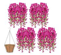 Knubbuf 2/4/6/8Pcs Artificial Hanging Flowers, 76cm UV Resistant Hanging Artificial Morning Glory Vine, Fake Trailing Plants Outdoor with Baskets for Wedding Garden Yard Home Decor (Fuchsia, 8Pcs)