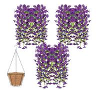 Knubbuf 2/4/6/8Pcs Artificial Hanging Flowers, 76cm UV Resistant Hanging Artificial Morning Glory Vine, Fake Trailing Plants Outdoor with Baskets for Wedding Garden Yard Home Decor (Purple, 6Pcs)