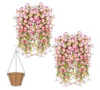 Knubbuf 2/4/6/8Pcs Artificial Hanging Flowers, 76cm UV Resistant Hanging Artificial Morning Glory Vine, Fake Trailing Plants Outdoor with Baskets for Wedding Garden Yard Home Decor (Pink, 4Pcs)