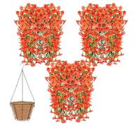 Knubbuf 2/4/6/8Pcs Artificial Hanging Flowers, 76cm UV Resistant Hanging Artificial Morning Glory Vine, Fake Trailing Plants Outdoor with Baskets for Wedding Garden Yard Home Decor (Orange, 6Pcs)