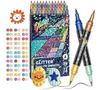 Knubbuf 24/48/72/96 Farben Glitter Effect Brush Markers, Glitter Pens Outline Markers Set for Card Making, DIY Crafts & Photo Albums, Self-Outline Art Supplies for Kids Adults (72 Colors)