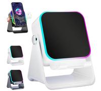 Knubbuf 5-in-1 Wireless Induction Speaker with Adjustable Phone Stand, Bluetooth 5.3 Stereo Sound, 360° Rotation, 8 RGB Light Modes, Portable Audio Dock for 4-13 inch Phone，White