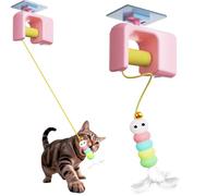 Knubbuf Automatic Yo-Yo Style Cat Toy, Interactive Cat Toy Automatic Retractable Door Hanging Cat Climber, Smart Electric Cat Toys for Indoor Cats, 70-inch Motion Activated Paws (Pink)
