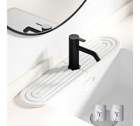 Knubbuf Contour de Robinet Absorbant, Tapis Robinet Absorbant, Pierre absorbante evier, Tapis de Robinet pour évier de Cuisine, séchage Rapide, Super Absorbant (C-Blanc, 40 * 10cm)