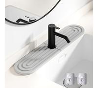 Knubbuf Contour de Robinet Absorbant, Tapis Robinet Absorbant, Pierre absorbante evier, Tapis de Robinet pour évier de Cuisine, séchage Rapide, Super Absorbant (C-Gris, 60 * 10cm)