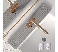 Knubbuf Contour de Robinet Absorbant, Tapis Robinet Absorbant, Pierre absorbante evier, Tapis de Robinet pour évier de Cuisine, séchage Rapide, Super Absorbant (A-Gris, 60 * 10cm)