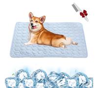 Knubbuf Dog Cooling Mat for Large Dogs and Cats: Washable Pet Cooling Pad for Instant Heat Relief; Waterproof Ice Silk Cool Mat for Crates, Kennels, and Beds (Light Blue,XL(100 * 70cm))