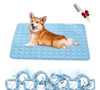 Knubbuf Dog Cooling Mat for Large Dogs and Cats: Washable Pet Cooling Pad for Instant Heat Relief; Waterproof Ice Silk Cool Mat for Crates, Kennels, and Beds (Blue,M(60 * 50cm))