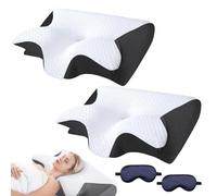 Knubbuf DreamSleepz Pillow - Finally Wake Up Pain-Free & Refreshed, Dream Sleepz Ergonomic Neck Support Pillow, Memory Foam, Orthopedic Pillows for Back, Side, and Stomach Sleepers (Black+Black)