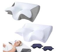 Knubbuf DreamSleepz Pillow - Finally Wake Up Pain-Free & Refreshed, Dream Sleepz Ergonomic Neck Support Pillow, Memory Foam, Orthopedic Pillows for Back, Side, and Stomach Sleepers (White+Grey)