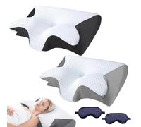 Knubbuf DreamSleepz Pillow - Finally Wake Up Pain-Free & Refreshed, Dream Sleepz Ergonomic Neck Support Pillow, Memory Foam, Orthopedic Pillows for Back, Side, and Stomach Sleepers (Grey+Black)