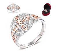 Knubbuf Handmade Witch's Return-Knot Protection Ring, Witches Knot Ring, Protect Your Loved Ones, Silver Knot Design with Rose-Gold Detail, Vintage Gift for Women (1Pc, 10)