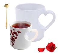 Knubbuf Heart-Shaped Color-Changing Ceramic Mug, Heat Sensitive Magic Color Changing Cup, Personalized Heart-Shaped Handle Coffee Mug, Creative Design, Valentine's Day Themed Ceramic Cup (White)