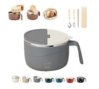 Knubbuf Instant Noodle Bowl with Lid, 1200ml Stainless Steel Ramen Bowls for Office & Dorm, Leak Proof Large Pasta Bowls with Drain Holes & Phone Holder, Double-Layer Anti-Scald Soup Cup (B)