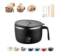 Knubbuf Instant Noodle Bowl with Lid, 1200ml Stainless Steel Ramen Bowls for Office & Dorm, Leak Proof Large Pasta Bowls with Drain Holes & Phone Holder, Double-Layer Anti-Scald Soup Cup (D)