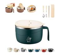 Knubbuf Instant Noodle Bowl with Lid, 1200ml Stainless Steel Ramen Bowls for Office & Dorm, Leak Proof Large Pasta Bowls with Drain Holes & Phone Holder, Double-Layer Anti-Scald Soup Cup (E)