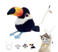 Knubbuf Jouet pour Chat Rechargeable Celerypets, Oiseau à battements d'ailes interactif, Trois Modes de Battement d'ailes, activé par Le Mouvement, battements d'ailes et gazouillis réalistes (C)